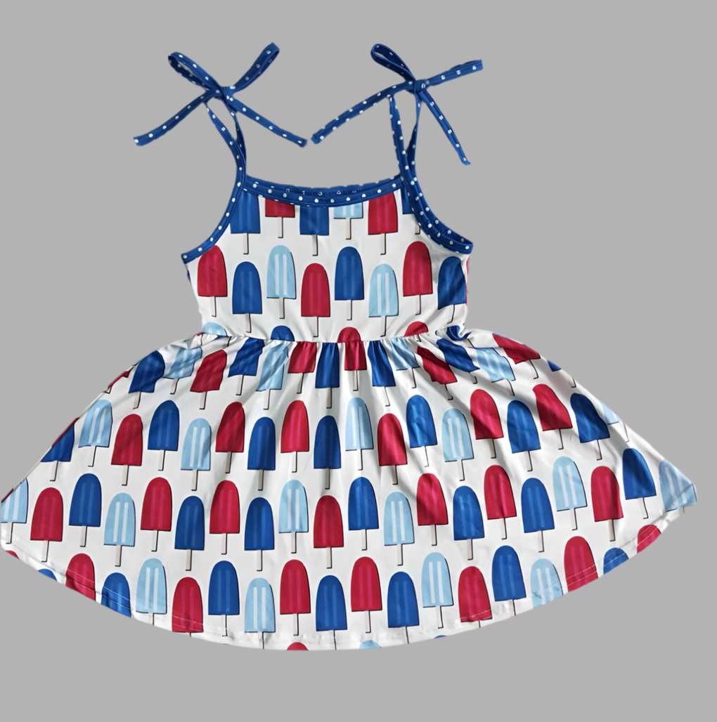 Fourth Of July Red/White & Blue Pops Sundress