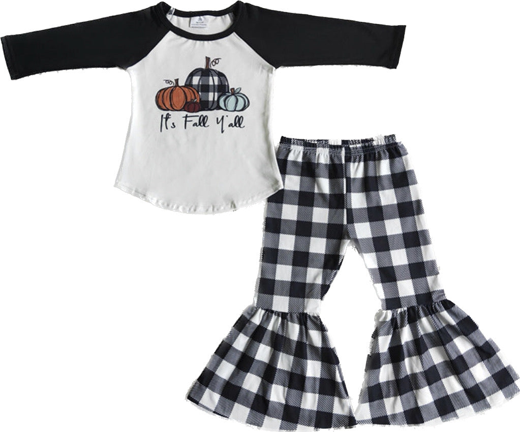 Its Fall Y’all 2pc Plaid Bell Set