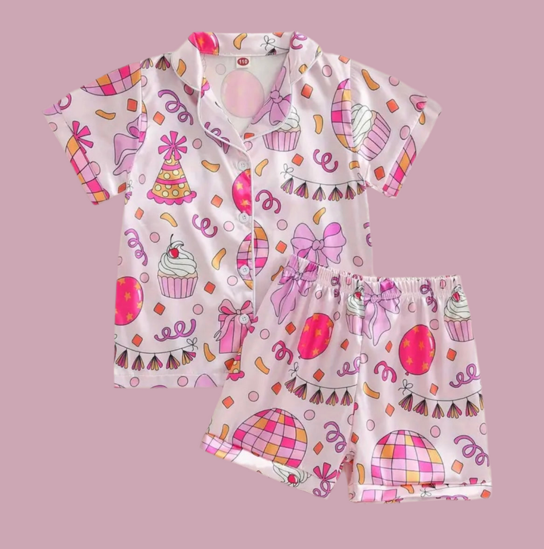 Girls Birthday 2pc Pj Short Set