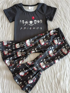 Scary Friends 2pc Bell/Flare Pant Set