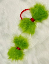 Load image into Gallery viewer, Green Fur Headband Bow or Hair Clip Bow