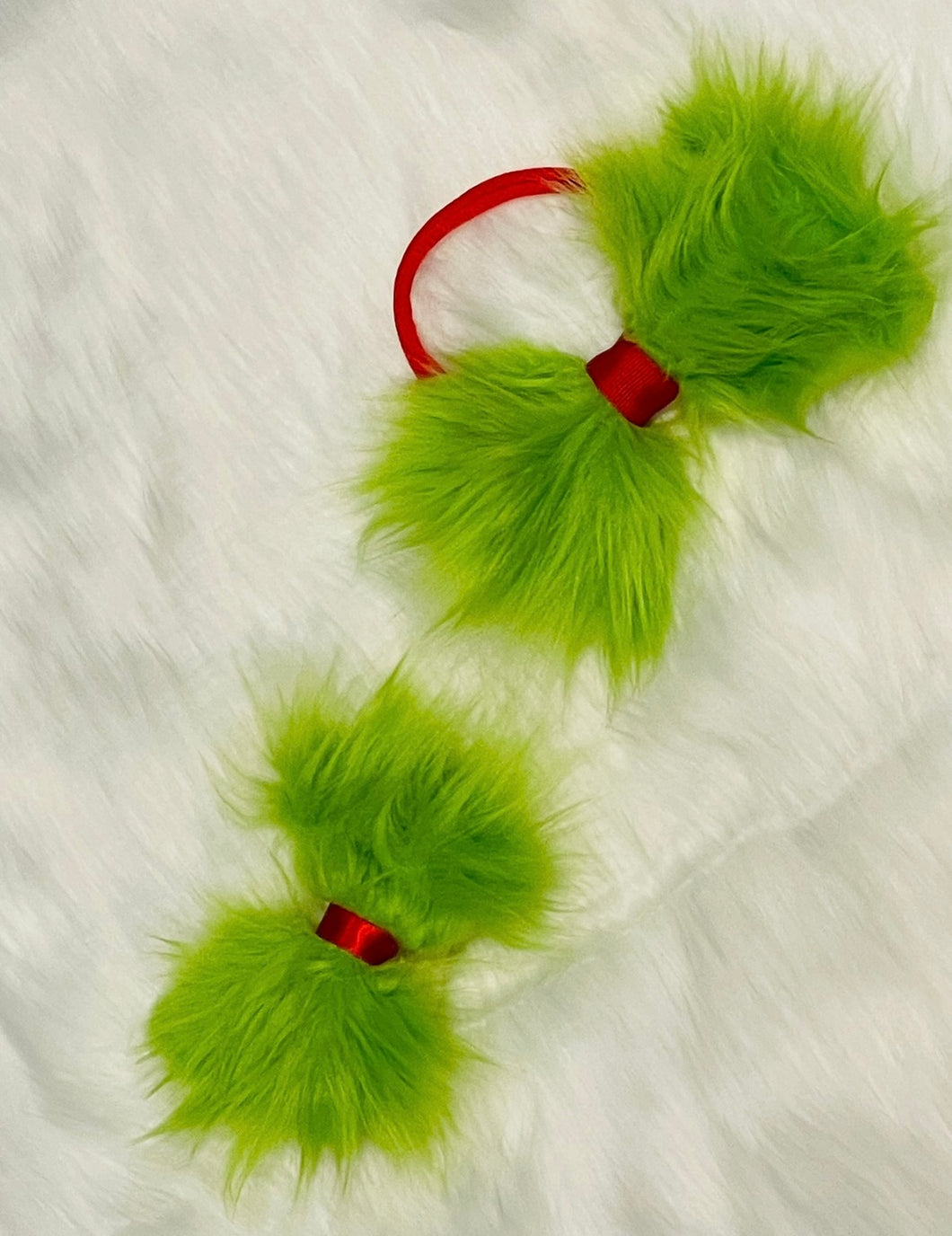 Green Fur Headband Bow or Hair Clip Bow