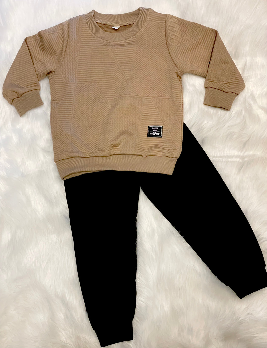 Tan Design Sweater/Jogger Set