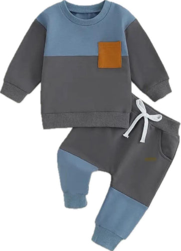 Block Style Blue & Gray Sweatsuit