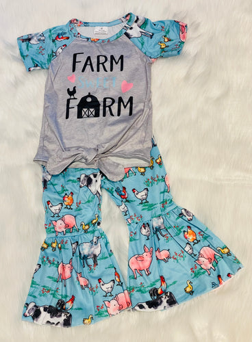 Farm Sweet Farm 2pc Tie Front/Flare Set