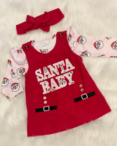 Santa Baby 3pc Corduroy Jumper Dress