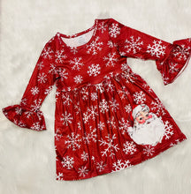 Load image into Gallery viewer, Ruffled Sleeve Santa Dress