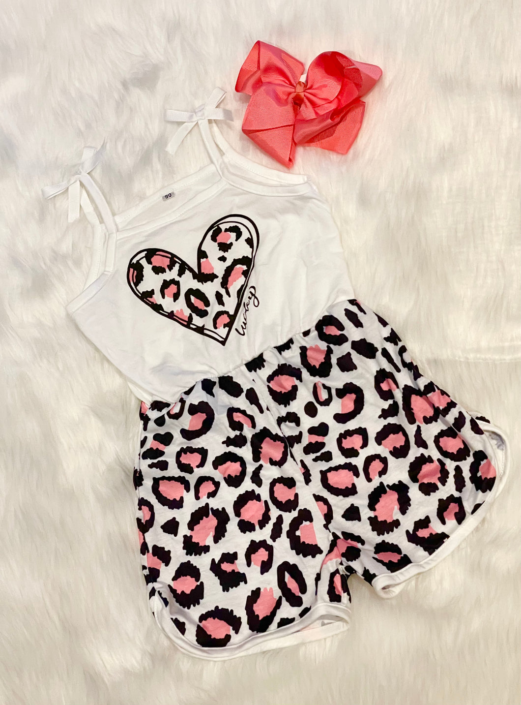 Peach/Pink Leopard Heart Romper