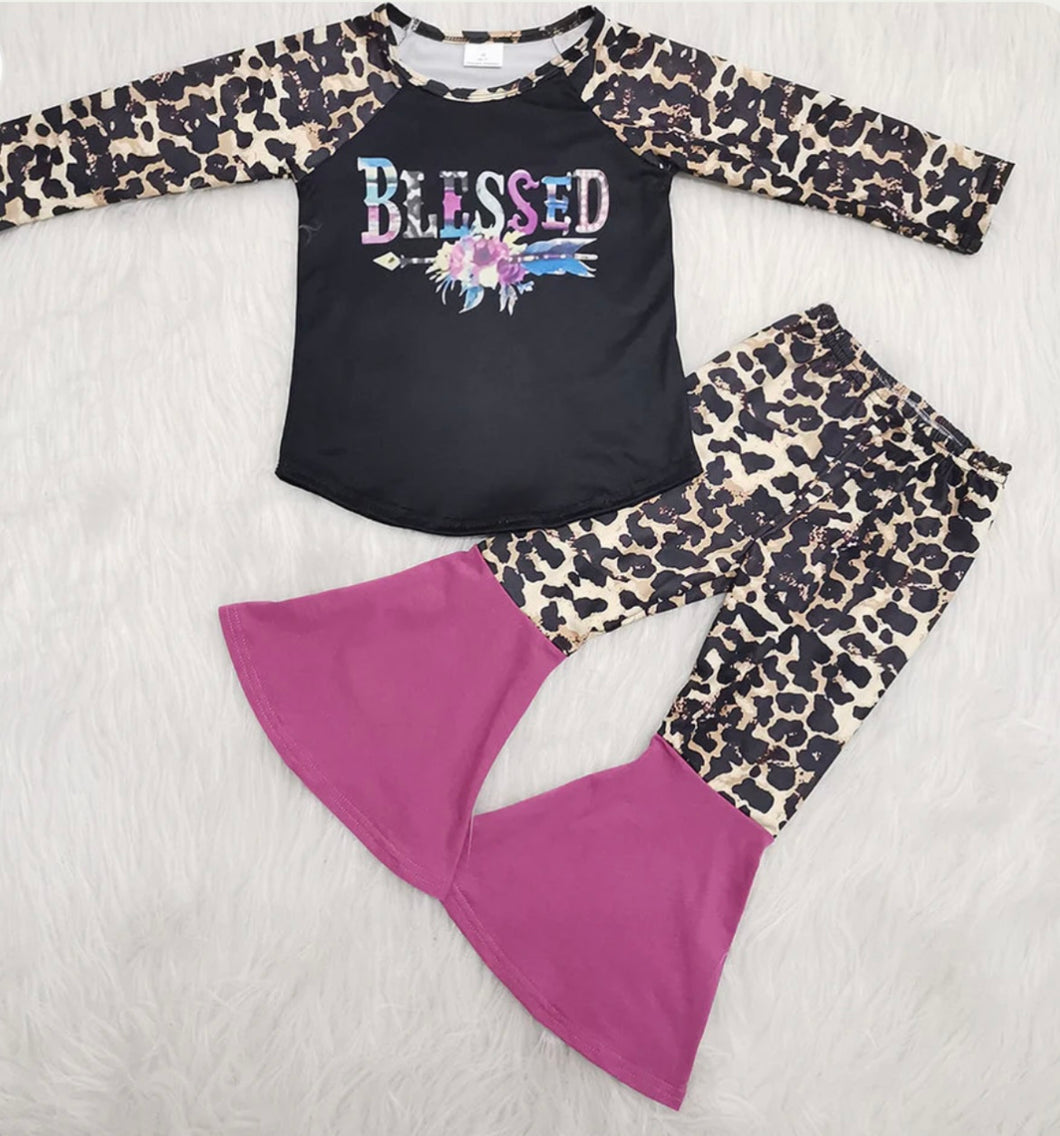 Blessed Leopard 2pc Bell/Flare Pant Set