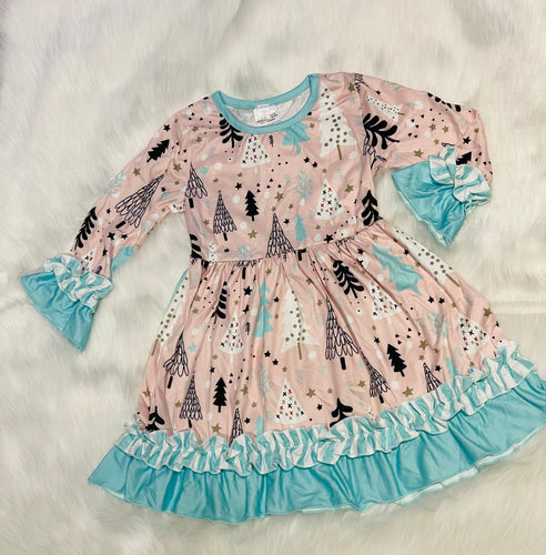 Adorable Cotton Candy Clored/Striped Ruffle Christmas Dress