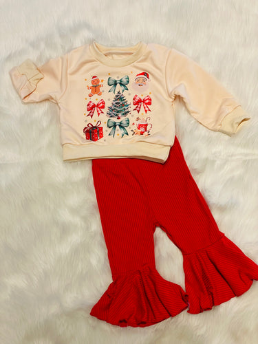 Baby Girl 2 pc Christmas Bell Pants Set