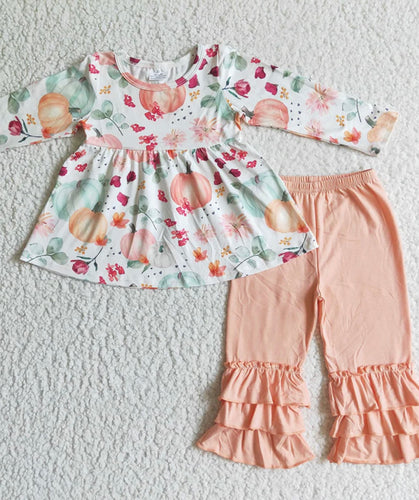 Fall Pumpkin 2pc Ruffled pant set