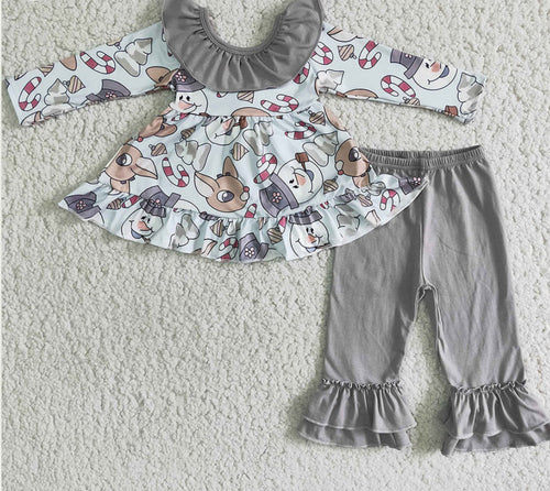 Frosty & Rudolph 2pc Ruffled Set