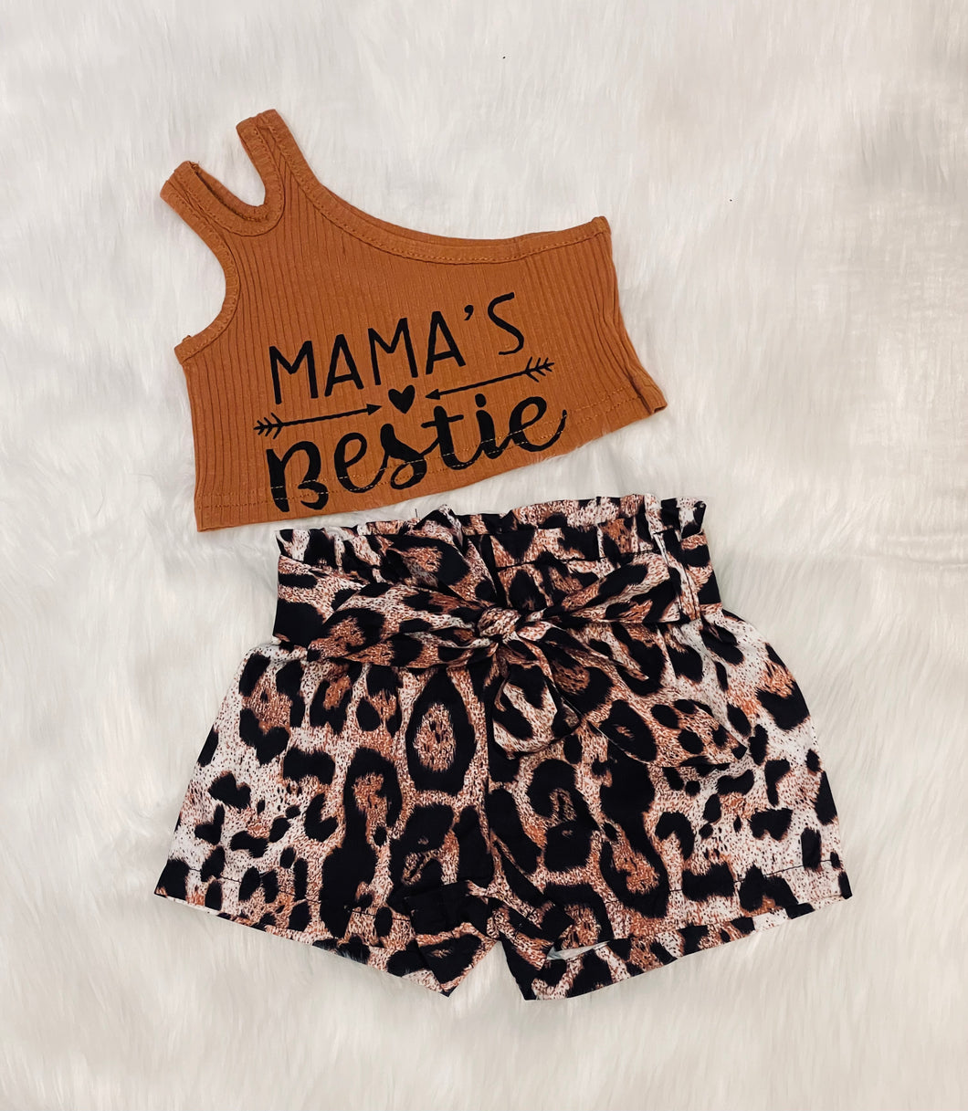 Mama’s Bestie 2pc Leopard Crop Short Set