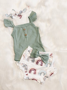 Boho Rainbow & Sage 3 pc Bummie Set