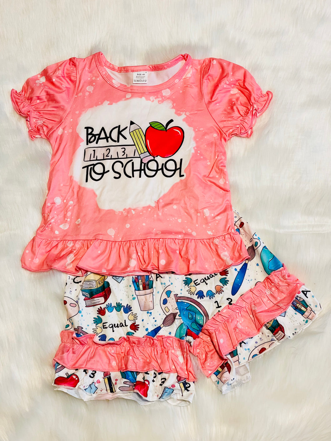 Back To School 2pc Ruffled Short Set