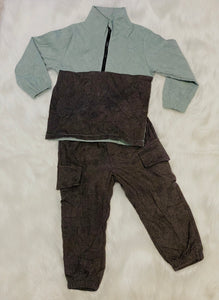 2pc Soft Corduroy Pull Over/Half Zipper Set