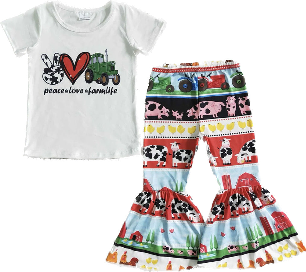 Peace Love Farmlife 2 pc Bell Pant Set