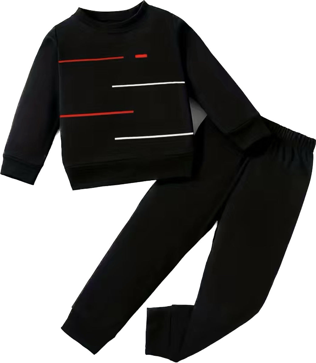 Black & Red 2pc Jogger Set