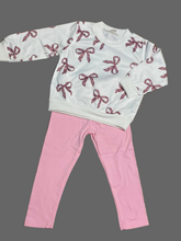 Load image into Gallery viewer, Leopard Pink Bow &amp; Leggings 2pc Set