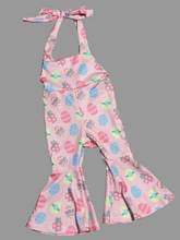 Load image into Gallery viewer, Easter Egg Flare Pant Tie Romper