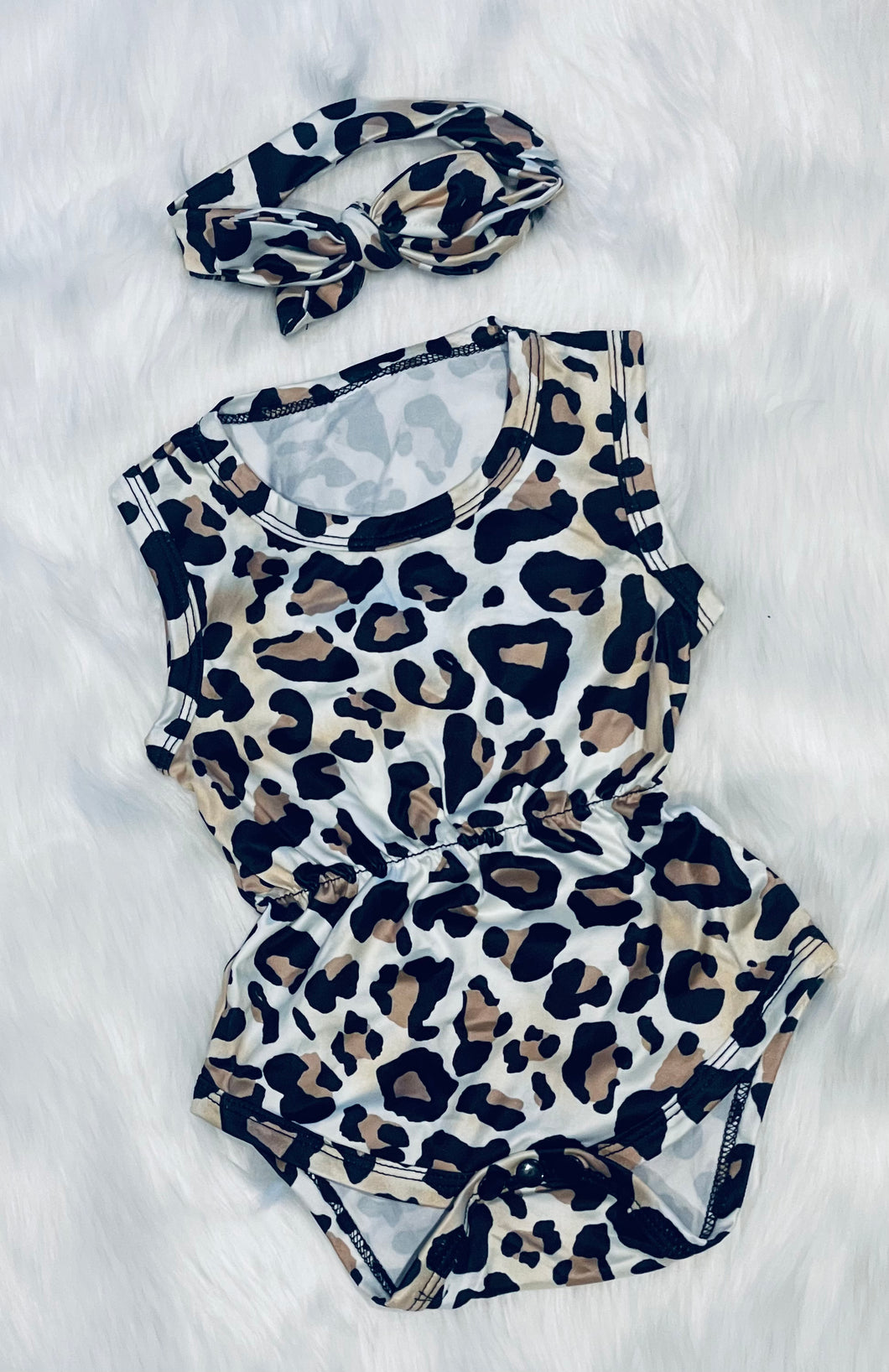 🎈SALE🎈2pc Leopard Romper & Headband Set