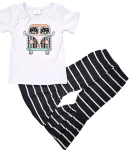 Groovy Van with Striped Bell Pants 2 pc Set