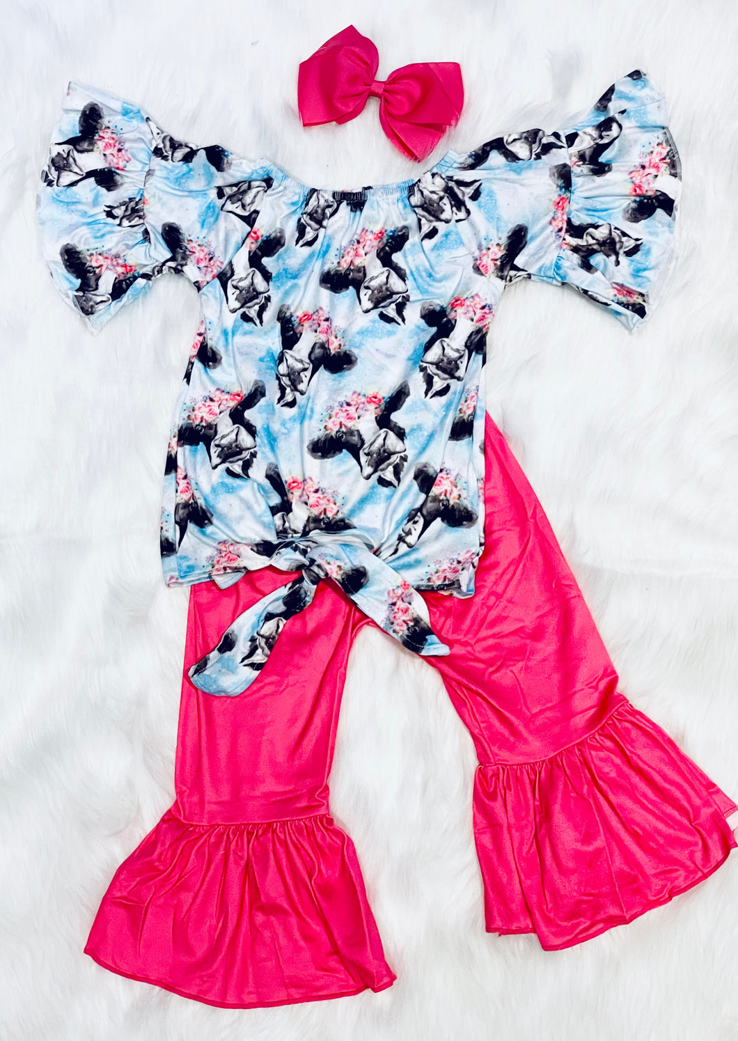 2pc Bell Sleeve/Bottom Cow Set