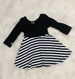 Black & Stripe Twirl Dress