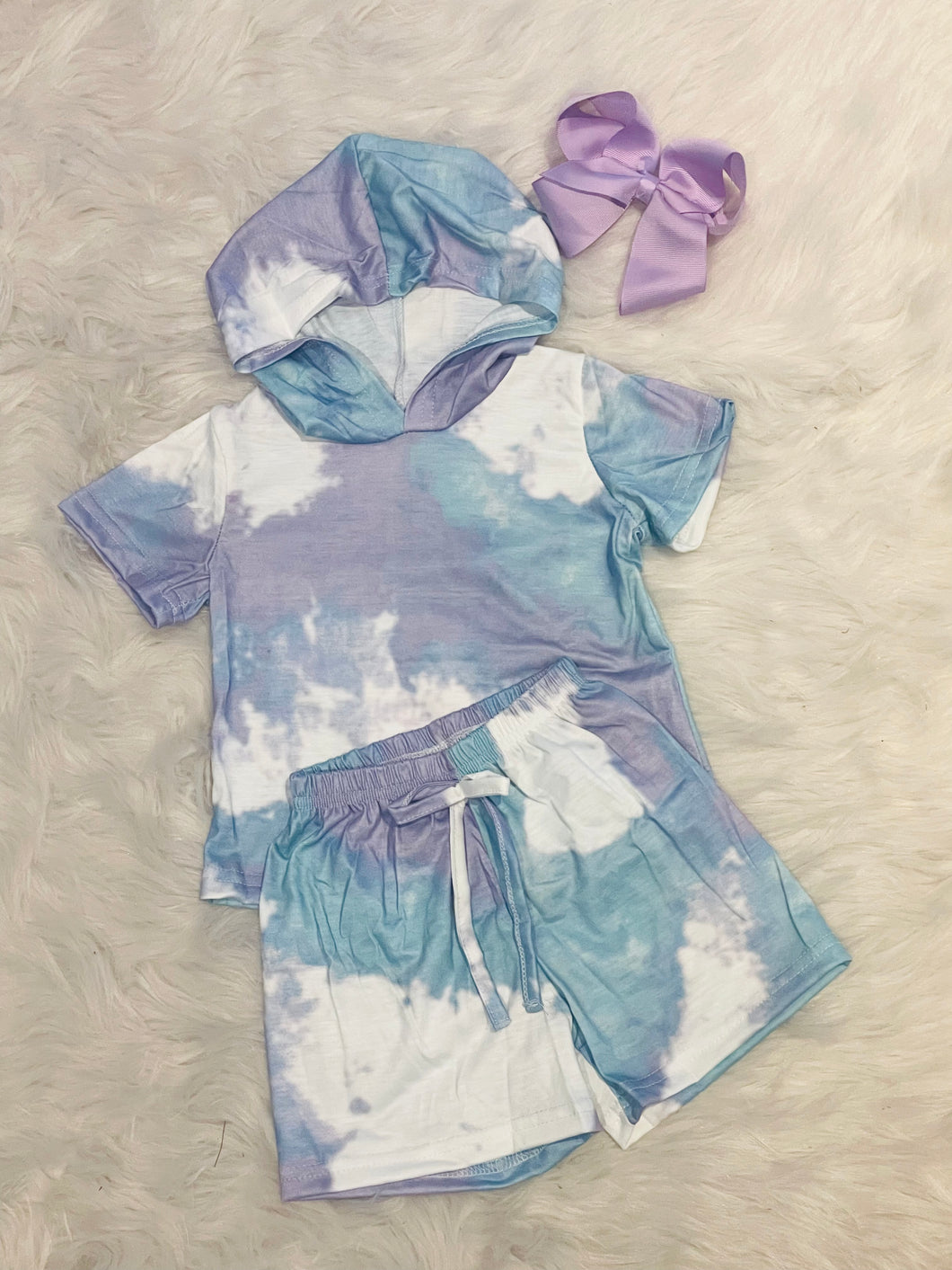 🎈CLEARANCE 🎈Pastel Tie Dye 2 pc Hoodie Short Set