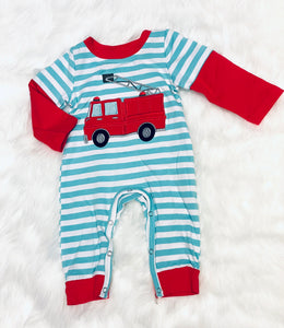 Fire Truck Stripe Romper