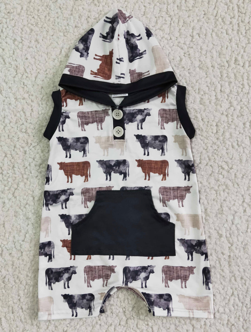 🎈CLEARANCE 🎈Cow Western Hooded Romper