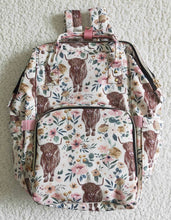 Load image into Gallery viewer, Highland Floral Cow/Western Heifer Diaper/Travel Backpack Style Bag