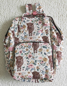 Highland Floral Cow/Western Heifer Diaper/Travel Backpack Style Bag