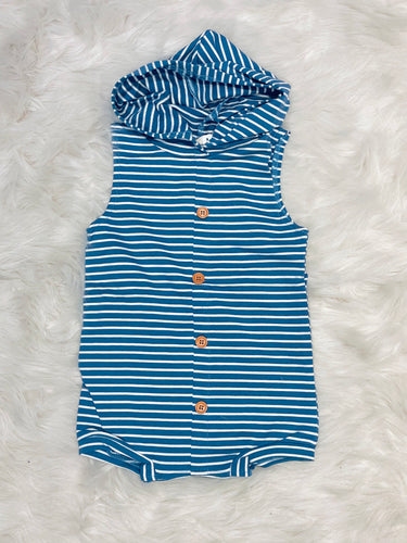 🎈CLEARANCE 🎈Blue Stripe Unisex Hoodie Romper