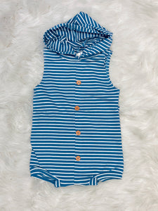 🎈CLEARANCE 🎈Blue Stripe Unisex Hoodie Romper