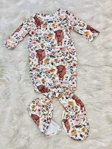 Highland Heifer/Western Cow Baby Gown