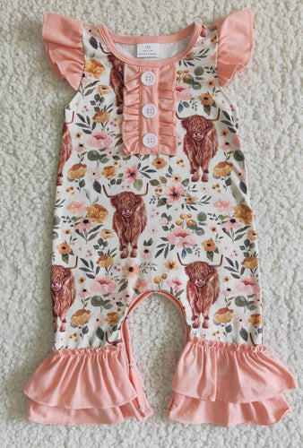 Floral Cow Western Heifer Romper