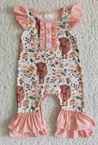 Floral Cow Western Heifer Romper