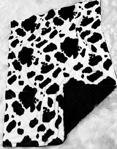 Cow Hide Print Soft Minky Fur Blanket