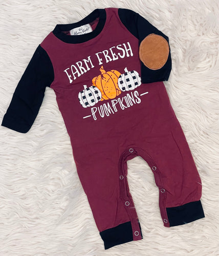 Farm Fresh Pumpkin Baby Boy Romper