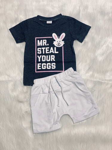 Mr. Steal Your Eggs Easter Shorts Set