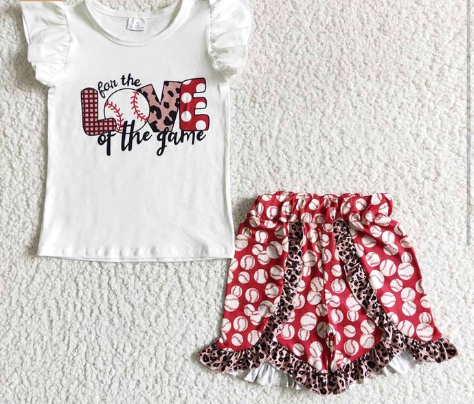 For the Love Baseball 2 pc Short Set